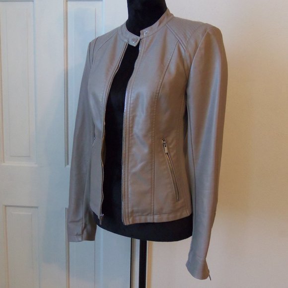 Express Faux Leather Jacket Snap Collar sz S - Picture 2 of 12